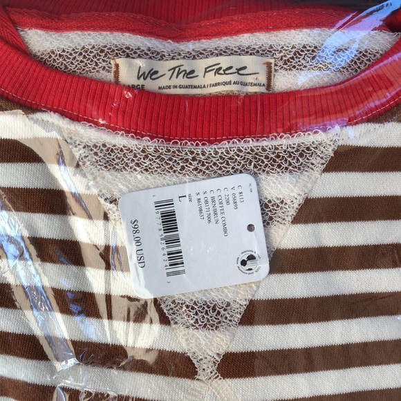 NWT Free People Classic Striped Oversized Crewneck - Picture 10 of 11